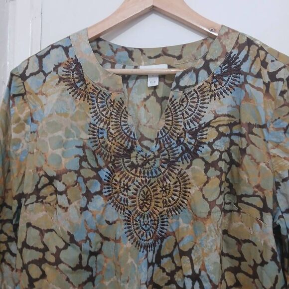 Charter club womens xl womens earth tone brown green lightweight shirt top - Picture 3 of 7